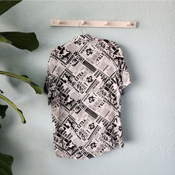 Self esteem novelty newspaper button down shirt blouse - Picture 5 of 8